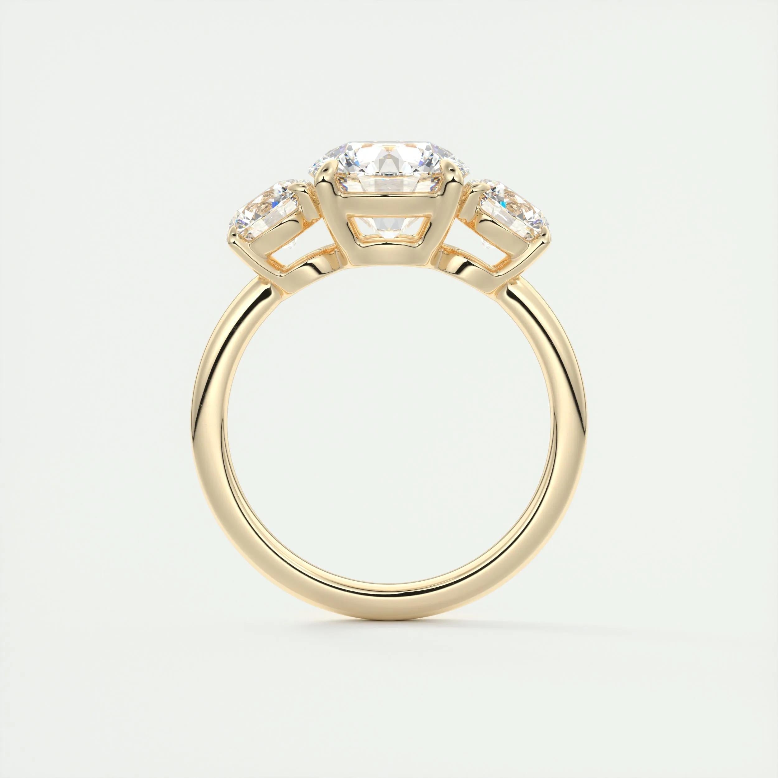 2 CT Round Three Stone CVD F/VS1 Diamond Engagement Ring 14