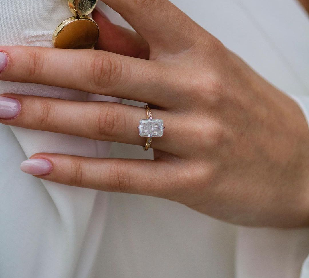 3.30 CT Radiant Vintage Milgrain Moissanite Engagement Ring 2