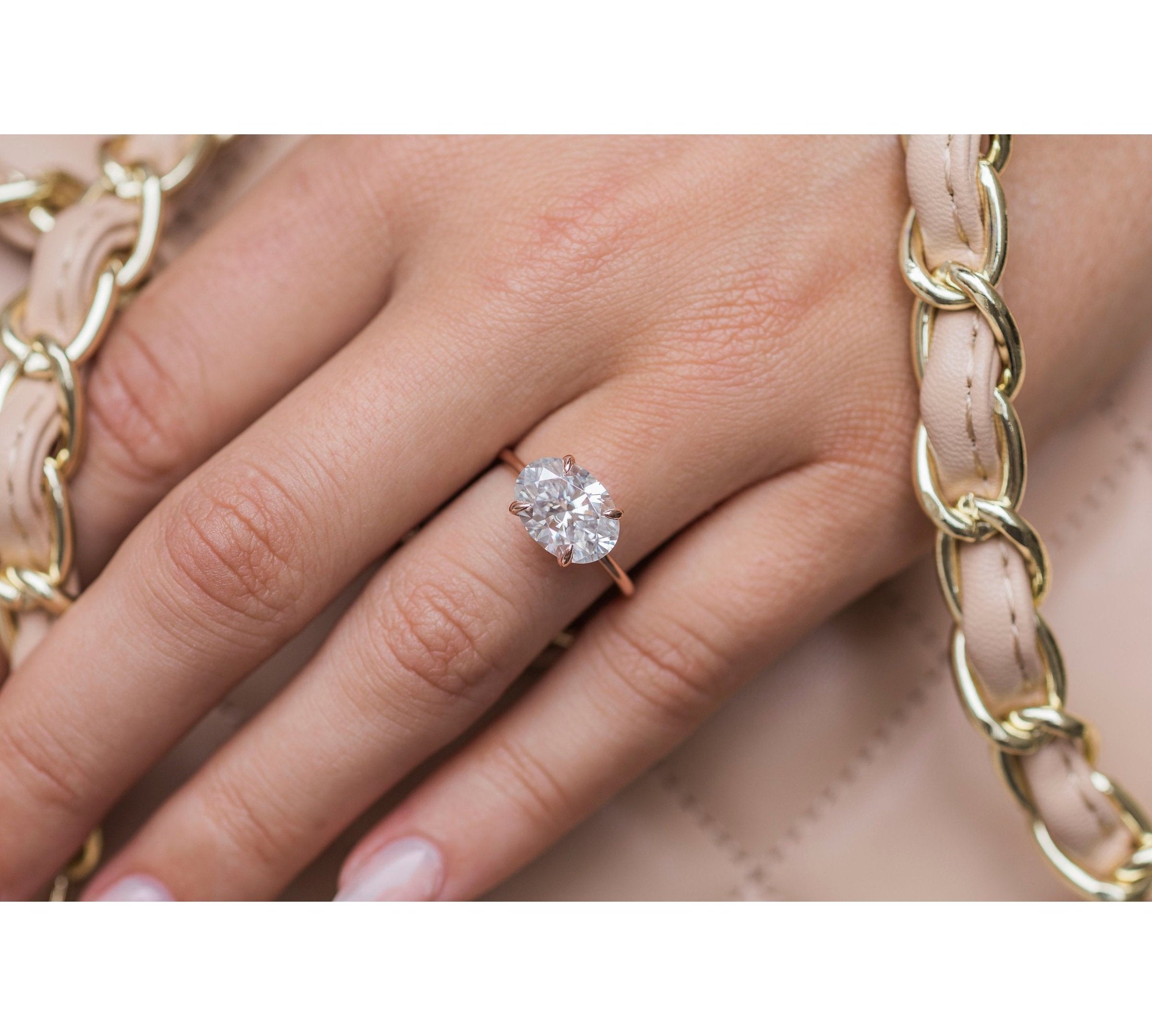 3.50 CT Oval Solitaire Moissanite Engagement Ring 1