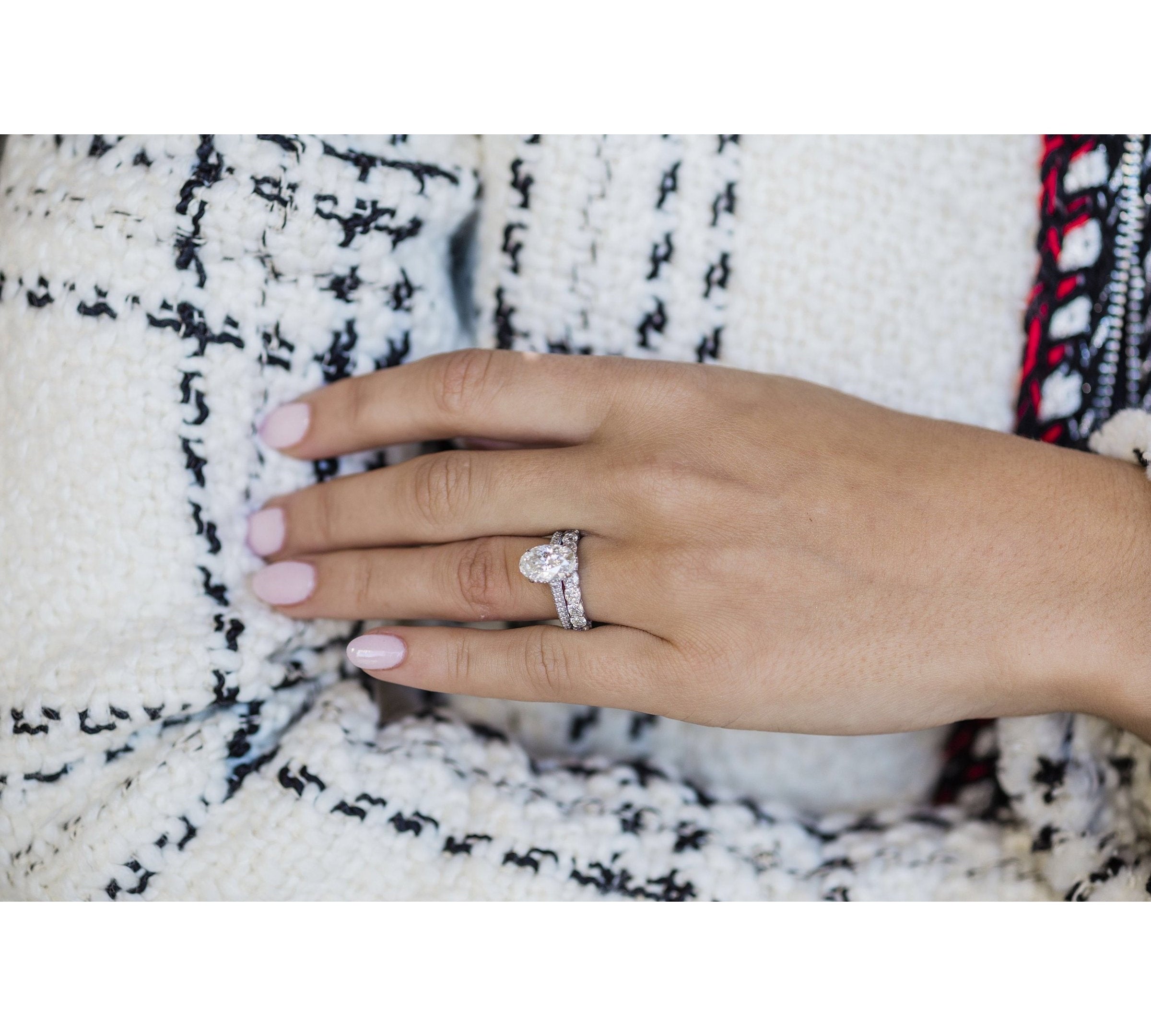 3.0 CT Oval Solitaire Hidden Halo & Pave Moissanite Engagement Ring 3