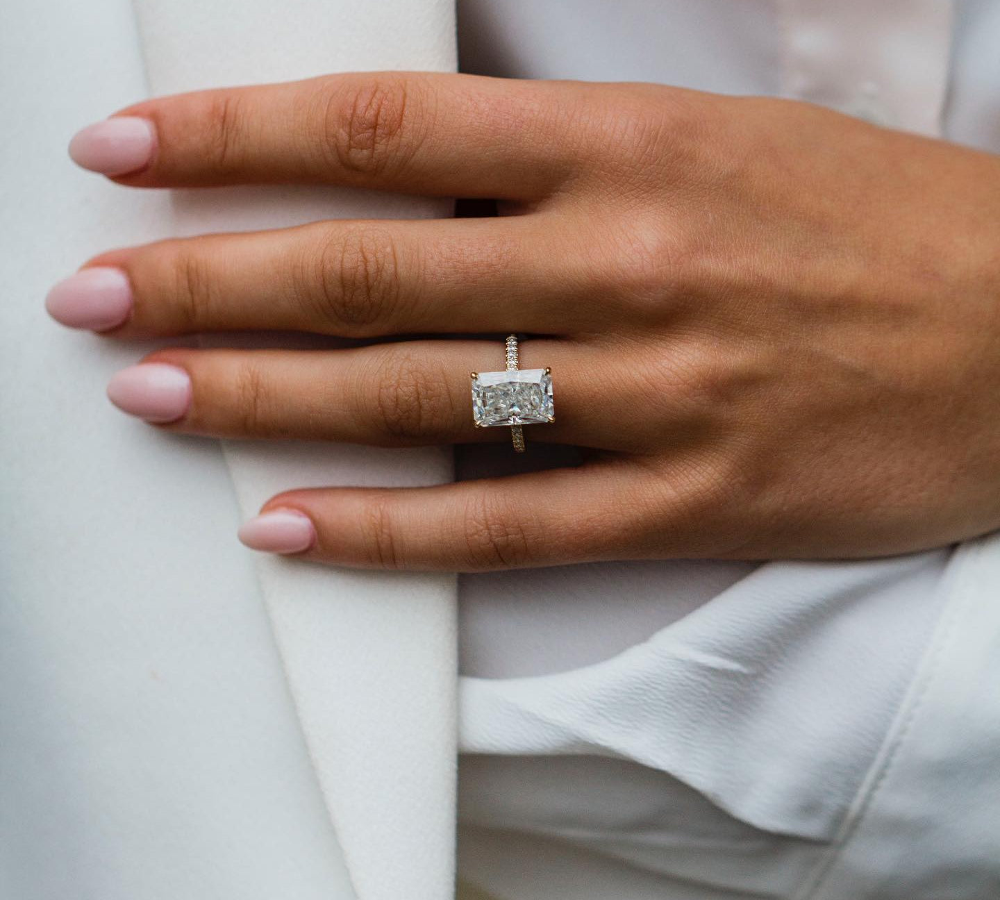 4.80 CT Radiant Solitaire Hidden Halo Moissanite Engagement Ring 1