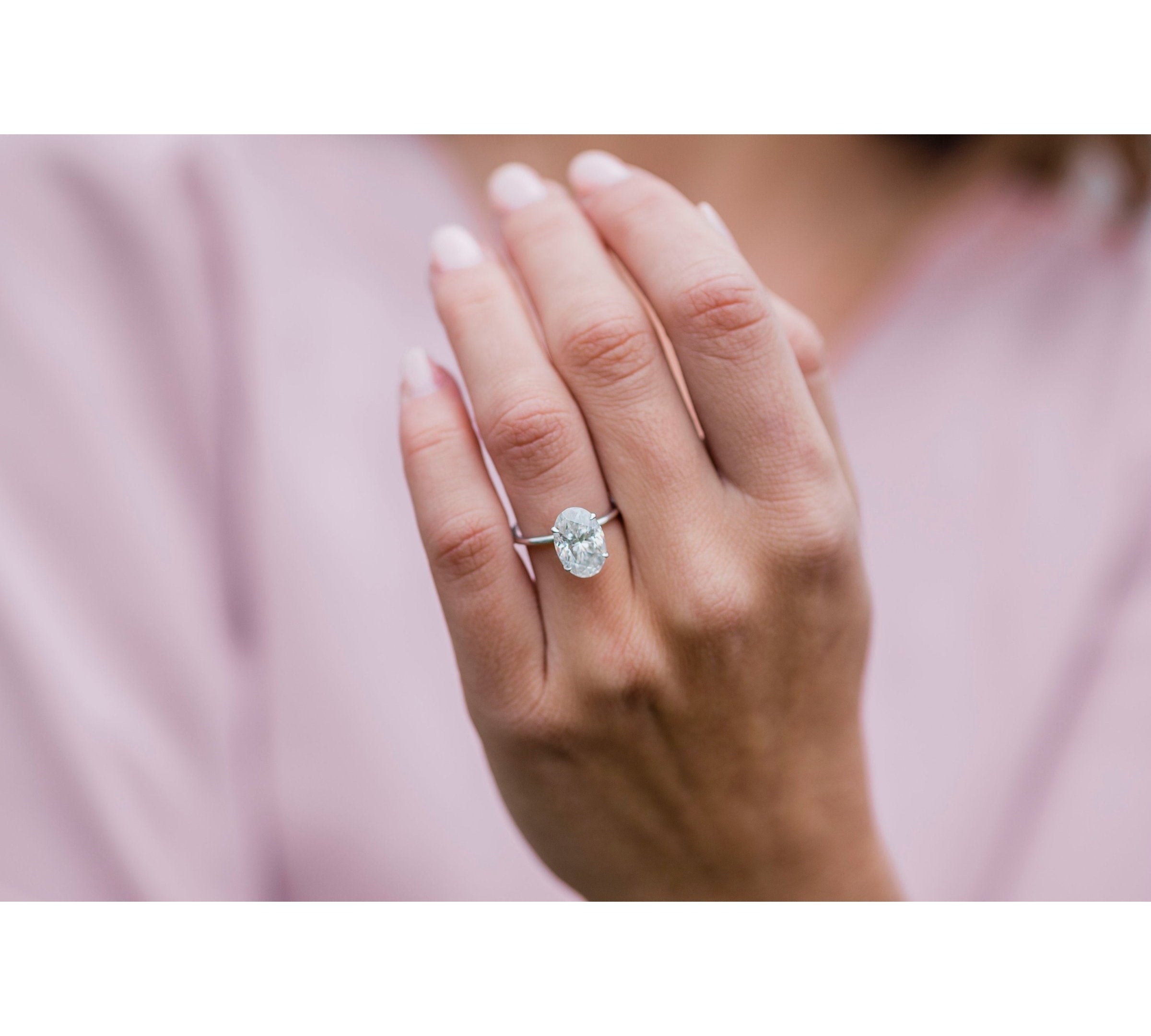 4.0 CT Oval Solitaire Moissanite Engagement Ring 1