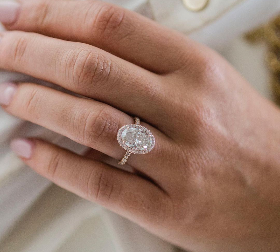 4.0 CT Oval Double Halo Moissanite Engagement Ring 1