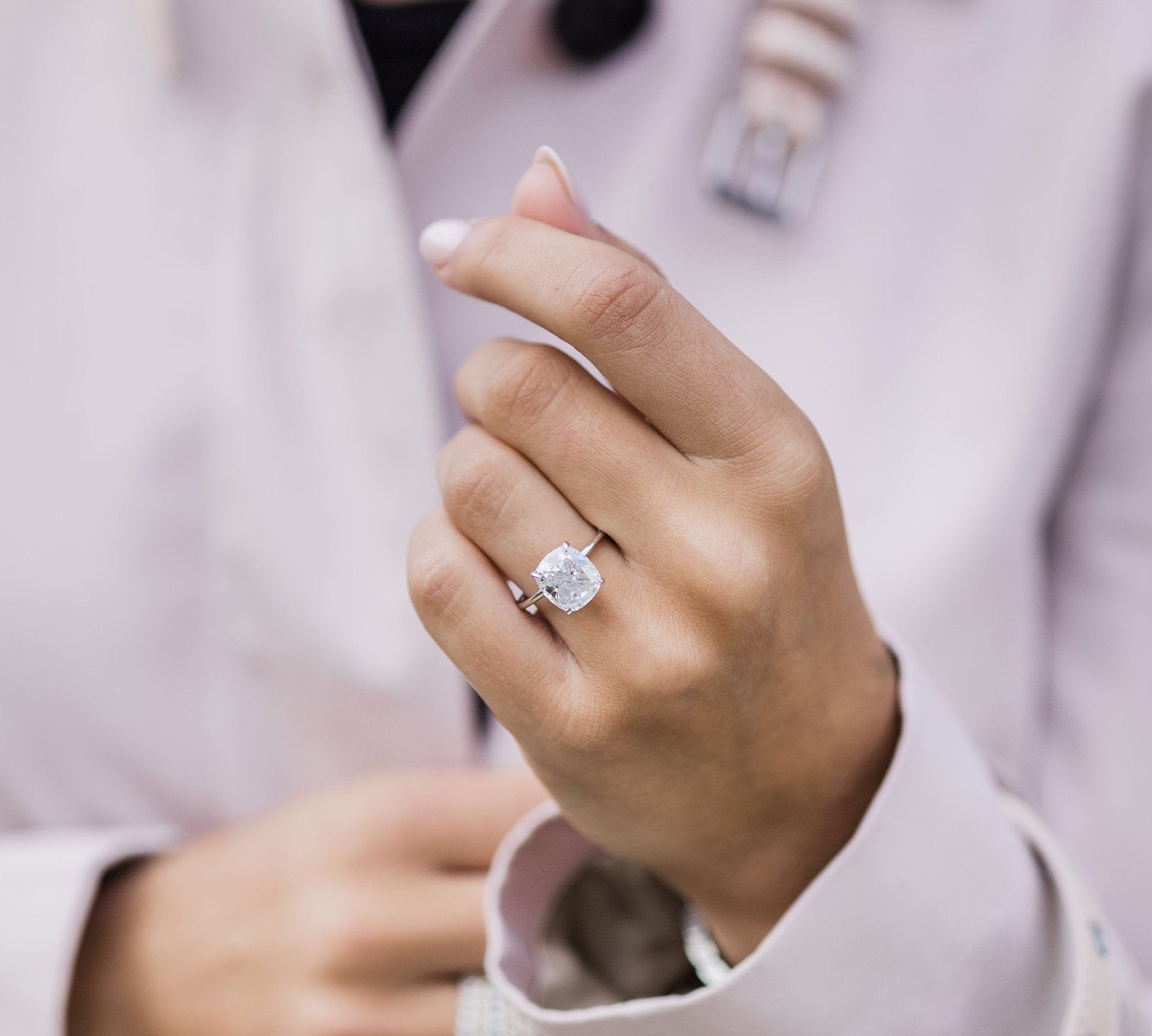 4.50 CT Cushion Cut Solitaire Moissanite Engagement Ring 3