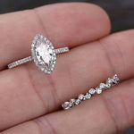 1.0 CT Marquise Cut Halo Moissanite Bridal Ring Set 3