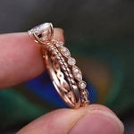 0.75 CT Round Solitaire Twisted Pave Moissanite Bridal Ring Set 3