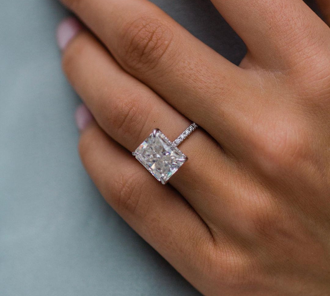 4.79 CT Radiant Solitaire Hidden Halo Moissanite Engagement Ring 1