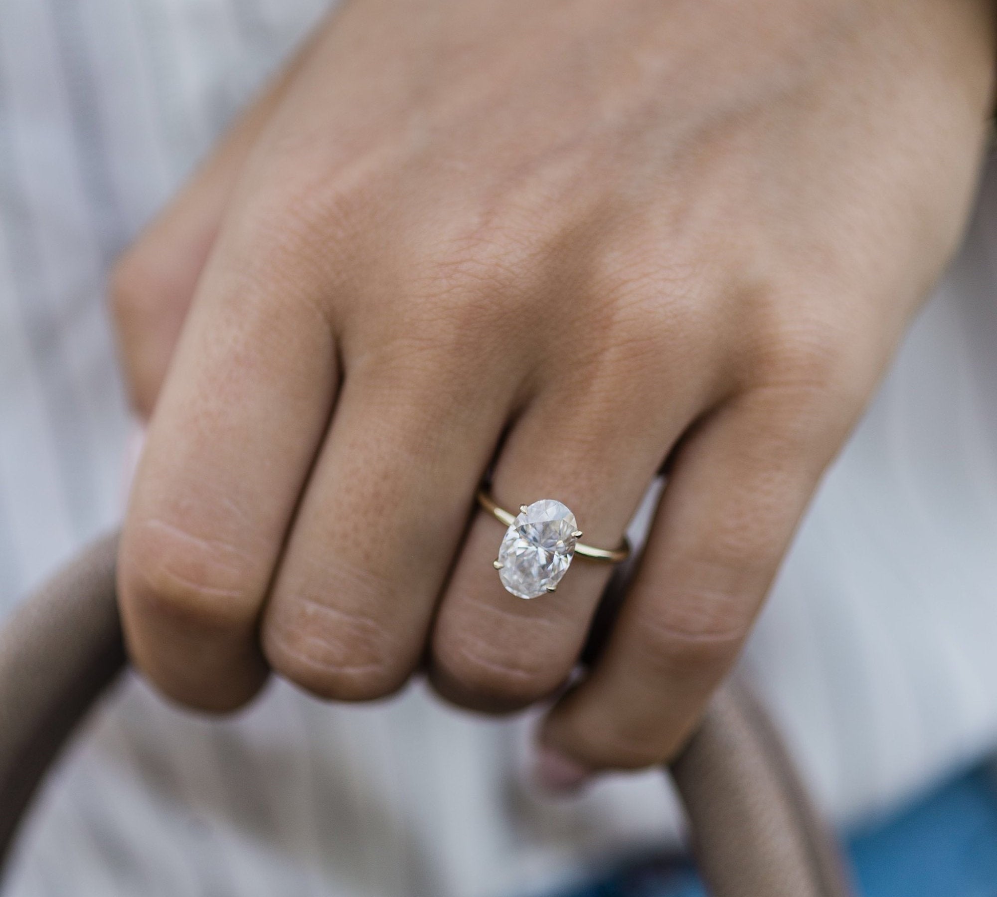 4.0 CT Oval Solitaire Moissanite Engagement Ring 1