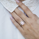 4.30 CT Emerald Solitaire Hidden Halo & Pave Moissanite Engagement Ring 5