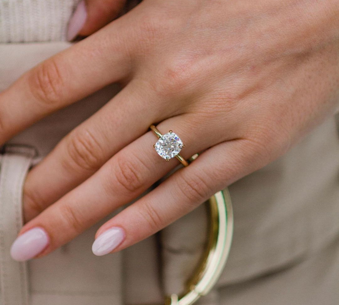 2.80 CT Cushion Solitaire Moissanite Engagement Ring 3