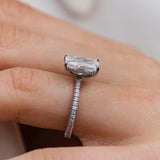 3.0 CT Radiant Solitaire Hidden Halo Moissanite Engagement Ring 4