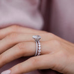 3.0 CT Oval Solitaire Hidden Halo & Pave Moissanite Engagement Ring 6