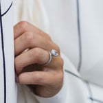 2.90 CT Oval Solitaire Hidden Halo & Pave Moissanite Engagement Ring 3