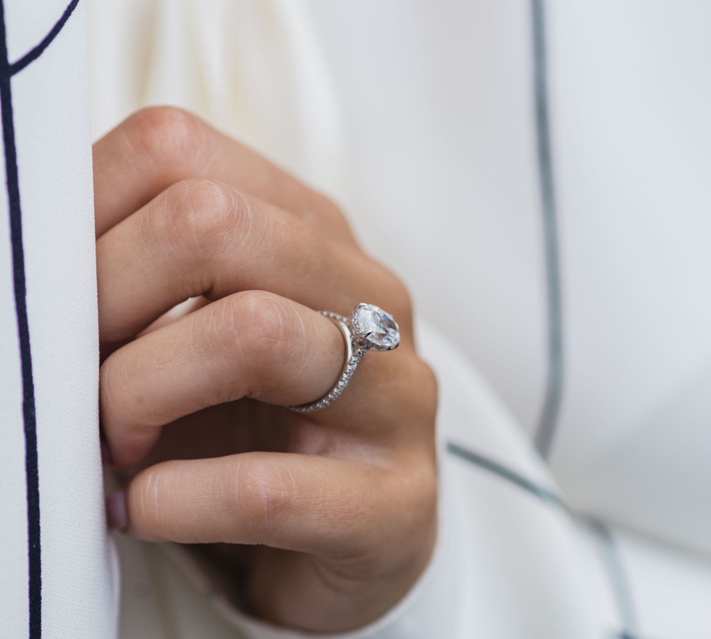 2.90 CT Oval Solitaire Hidden Halo & Pave Moissanite Engagement Ring 3