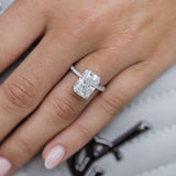 4.60 CT Radiant Solitaire Hidden Halo & Pave Moissanite Engagement Ring 5