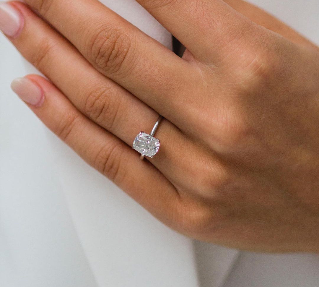1.80 CT Cushion Cut Solitaire Moissanite Engagement Ring 3