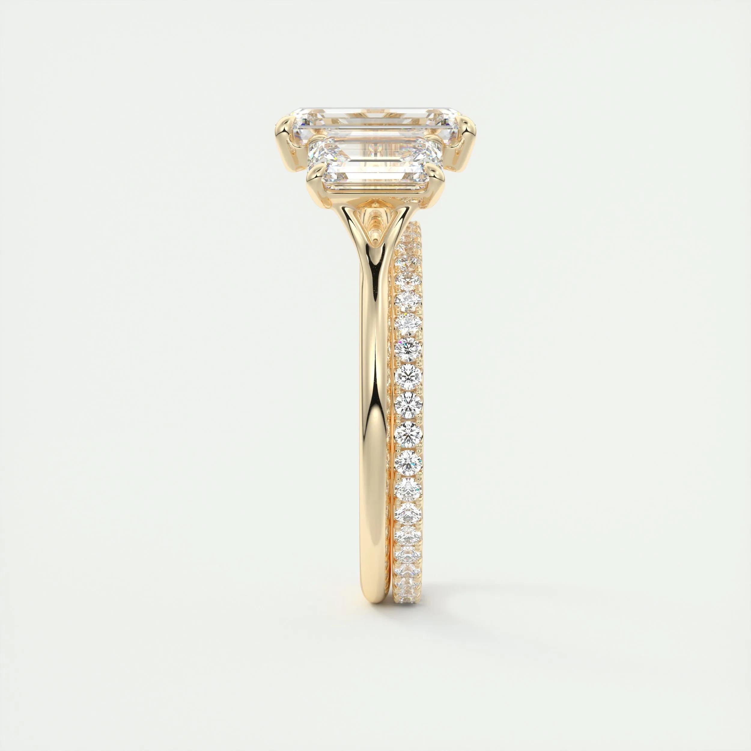 2 CT Emerald Three Stone CVD F/VS1 Diamond Engagement Ring 13