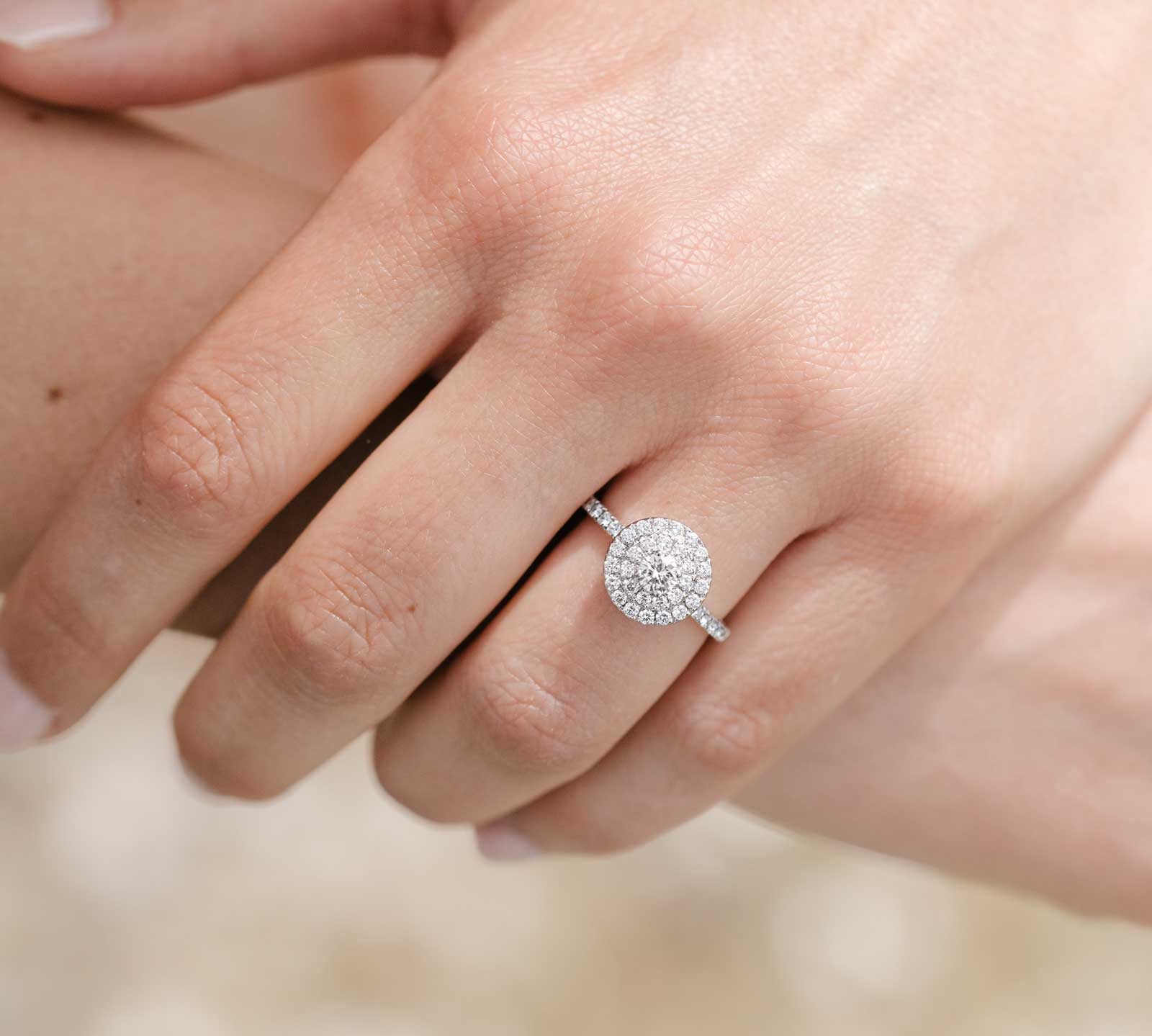 0.25 CT Round Shaped Moissanite Halo Engagement Ring 3