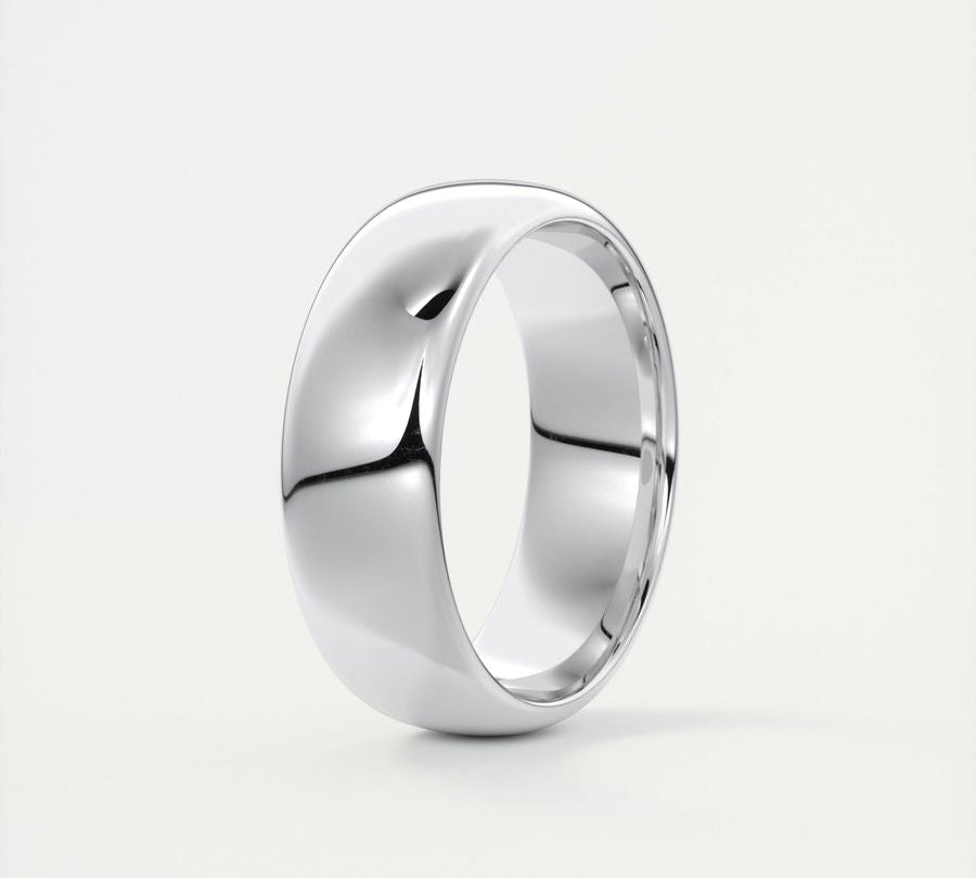 Classic Polished Finish White Gold Men's Band 1