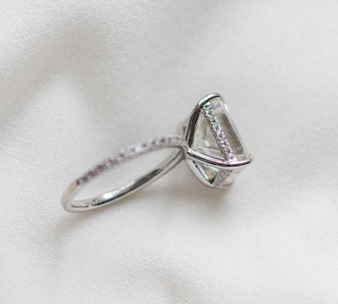 4.79 CT Radiant Solitaire Hidden Halo Moissanite Engagement Ring 2