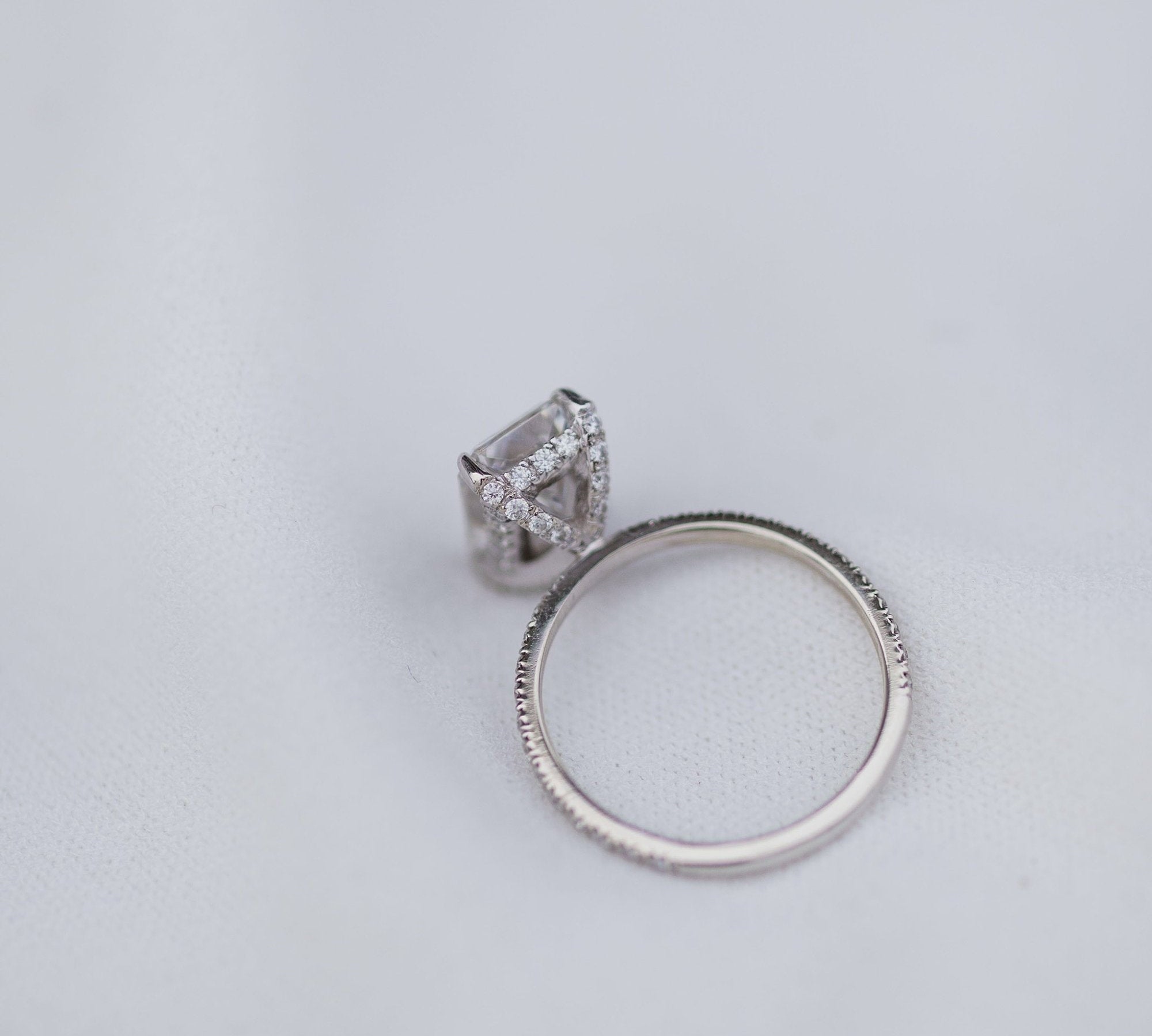 2.70 CT Radiant Solitaire Hidden Halo & Pave Moissanite Engagement Ring 2