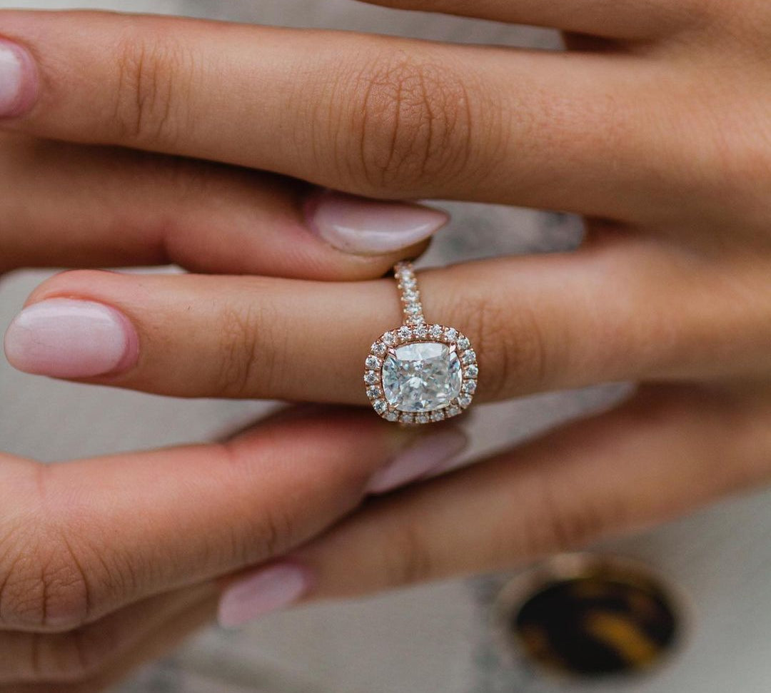 2.30 CT Cushion Halo Moissanite Engagement Ring 1
