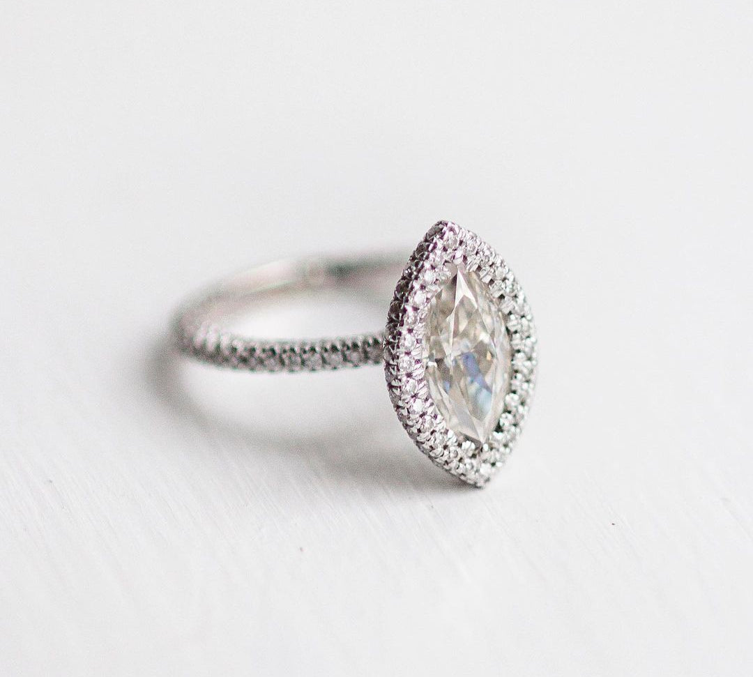 1.80 CT Marquise Double Halo Moissanite Engagement Ring 3