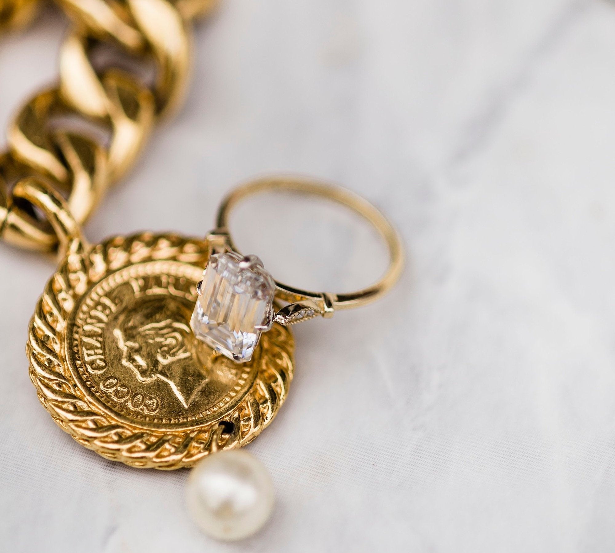 4.10 CT Emerald Solitaire Milgrain Moissanite Engagement Ring 3