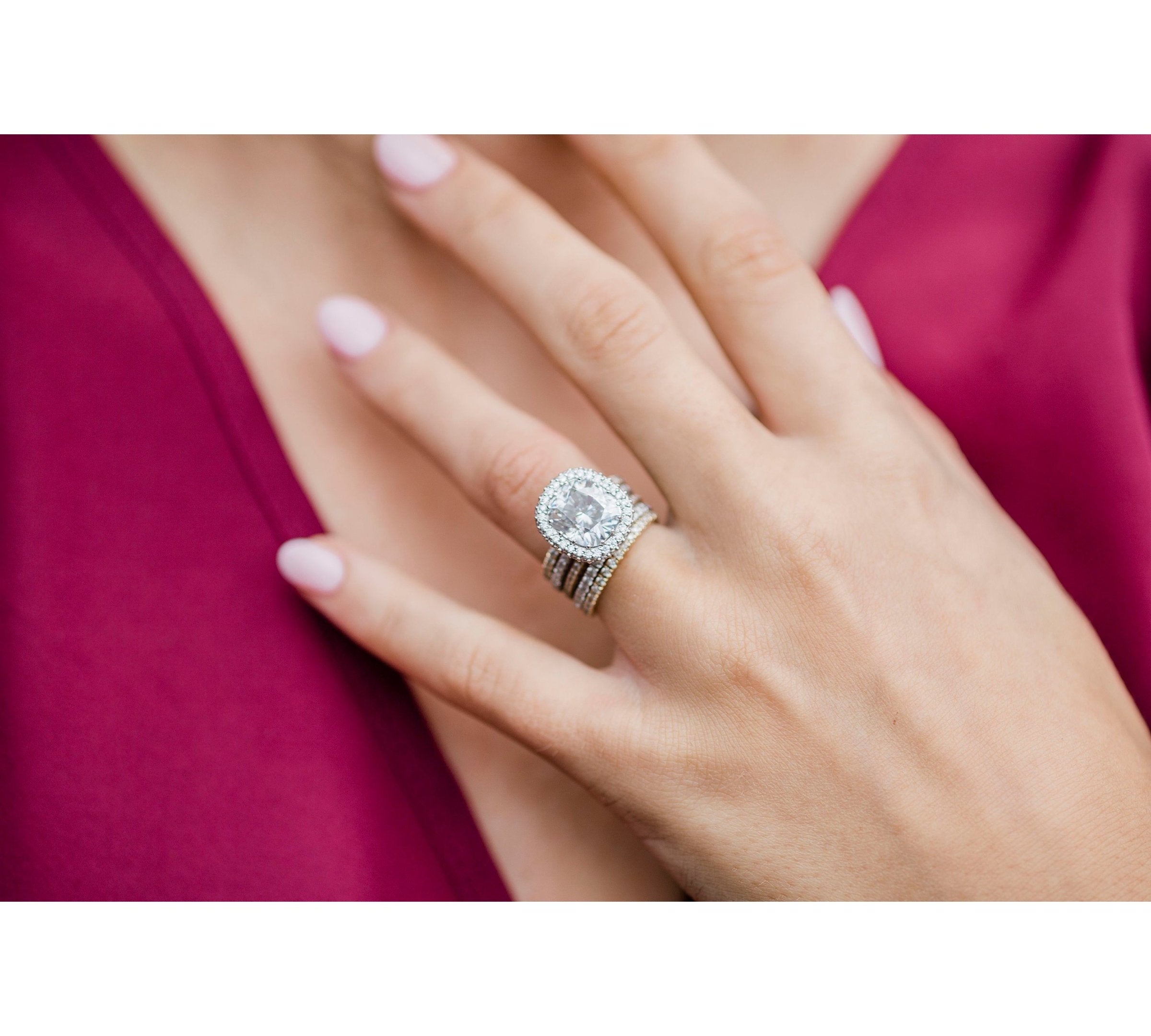 3.60 CT Cushion Halo & Pave Moissanite Engagement Ring 3