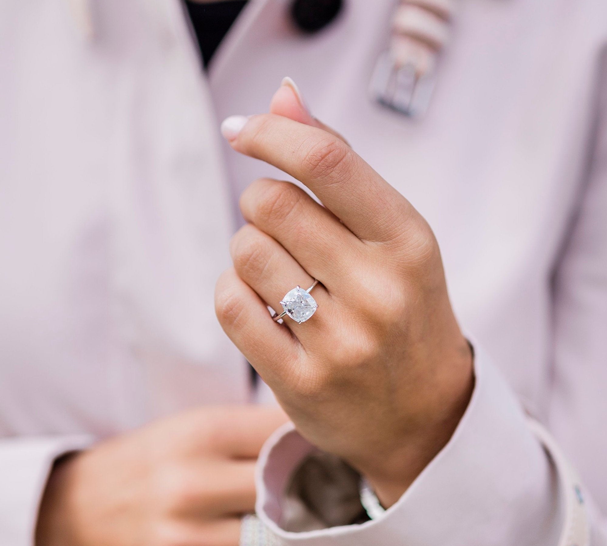 4.50 CT Cushion Cut Solitaire Moissanite Engagement Ring 2