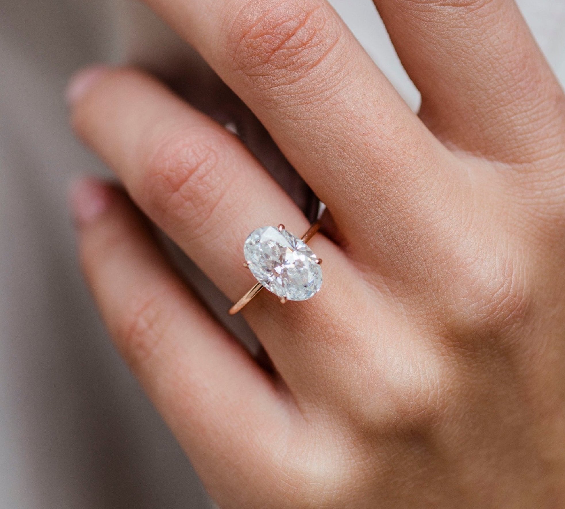 4.0 CT Oval Solitaire Moissanite Engagement Ring 1