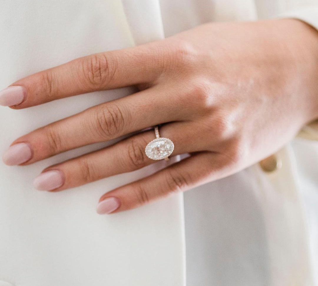 4.0 CT Oval Double Halo Moissanite Engagement Ring 3