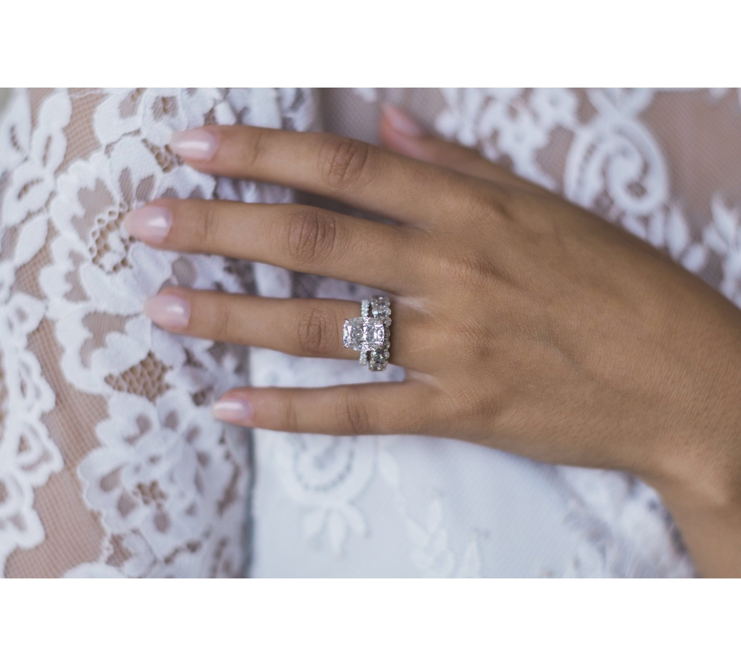 5.0 CT Cushion Solitaire Hidden Halo & Pave Moissanite Engagement Ring 2