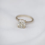2.77 CT Cushion Solitaire Pave Moissanite Engagement Ring 3