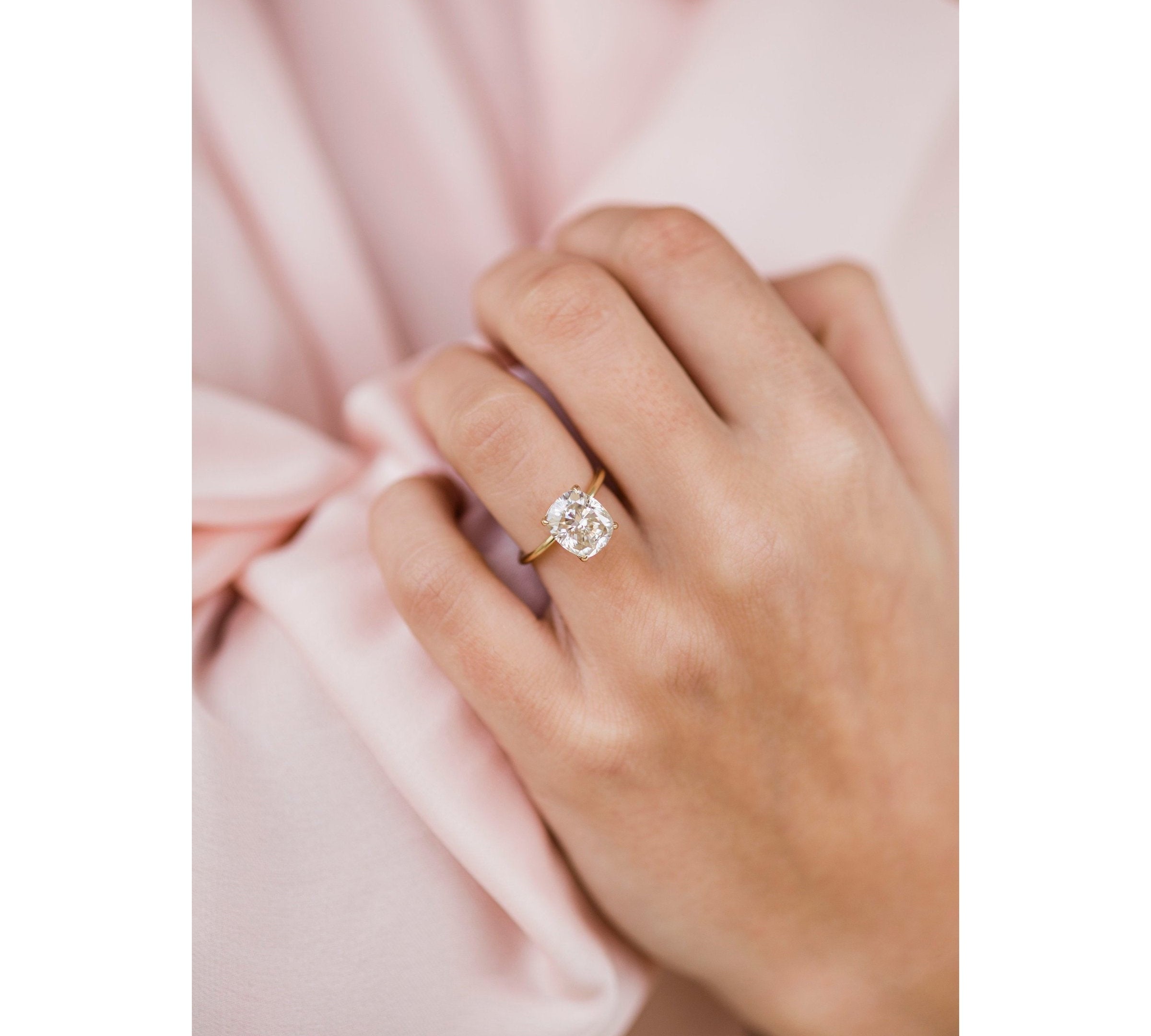 3.15 CT Elongated Cushion Solitaire Moissanite Engagement Ring 1