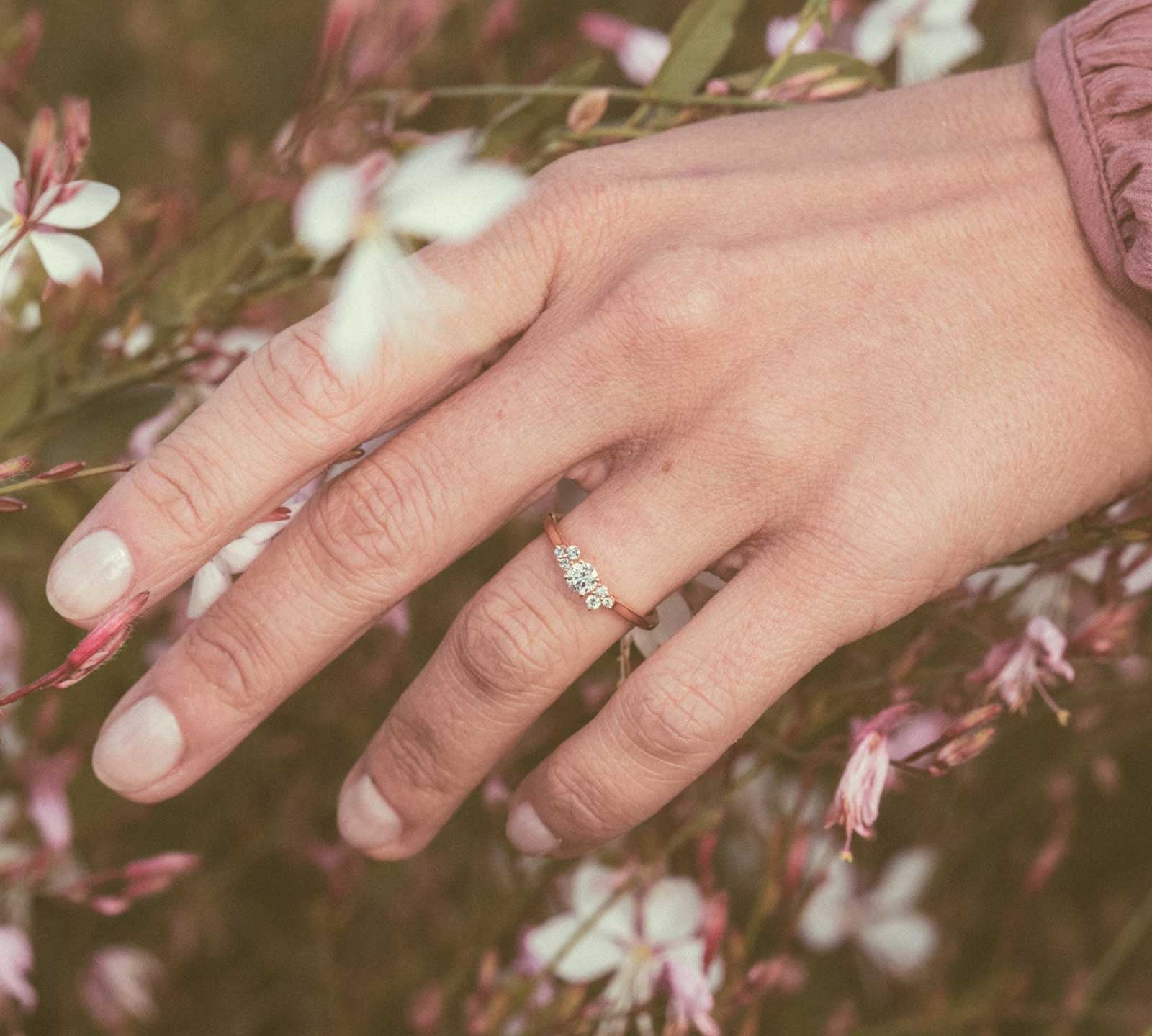 0.25 CT Round Shaped Moissanite Cluster Engagement Ring 3