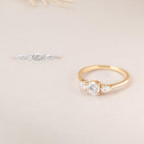 0.50 CT Round Shaped Moissanite Three Stones Engagement Ring 5