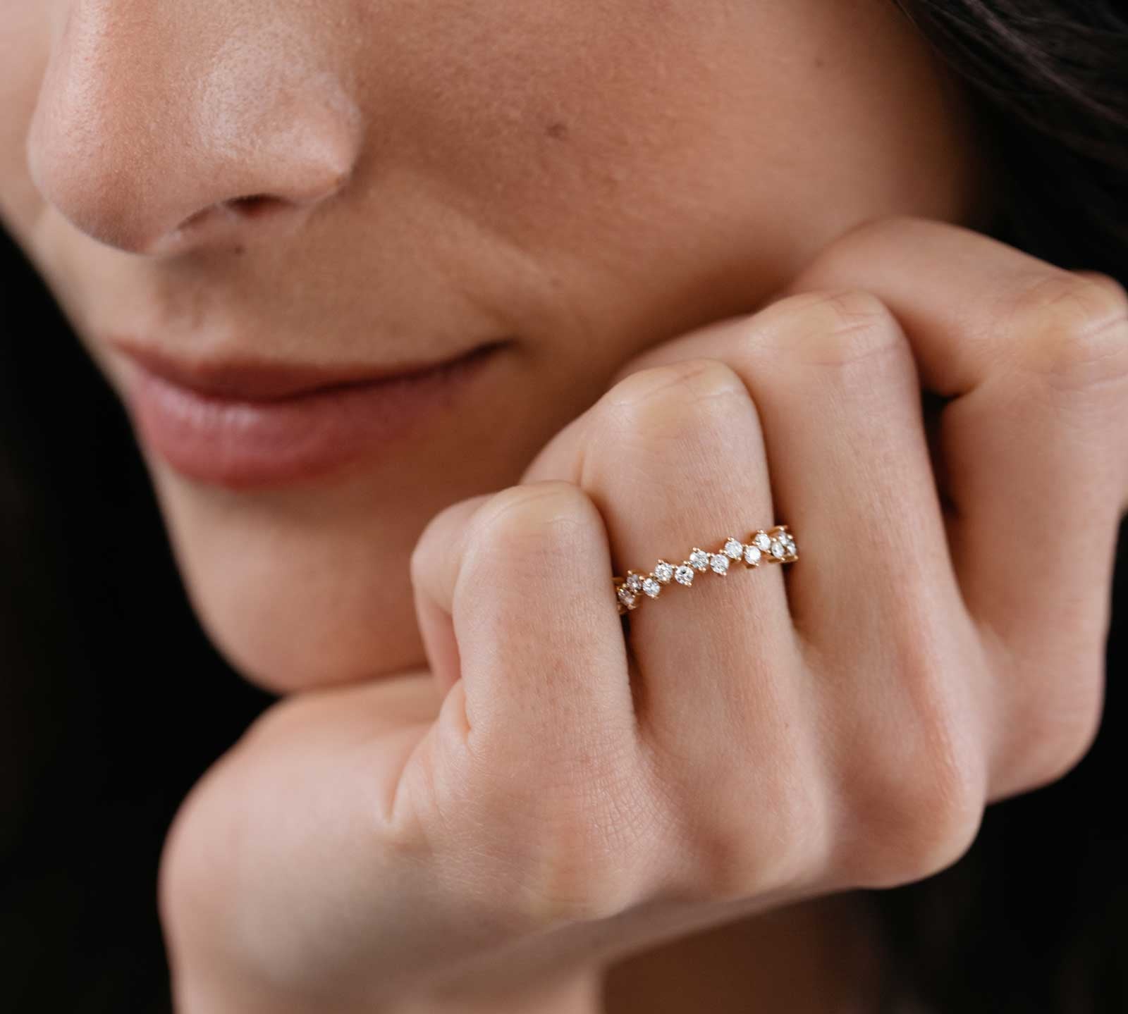 0.50 CT Round Shaped Moissanite Cluster Wedding Band 3