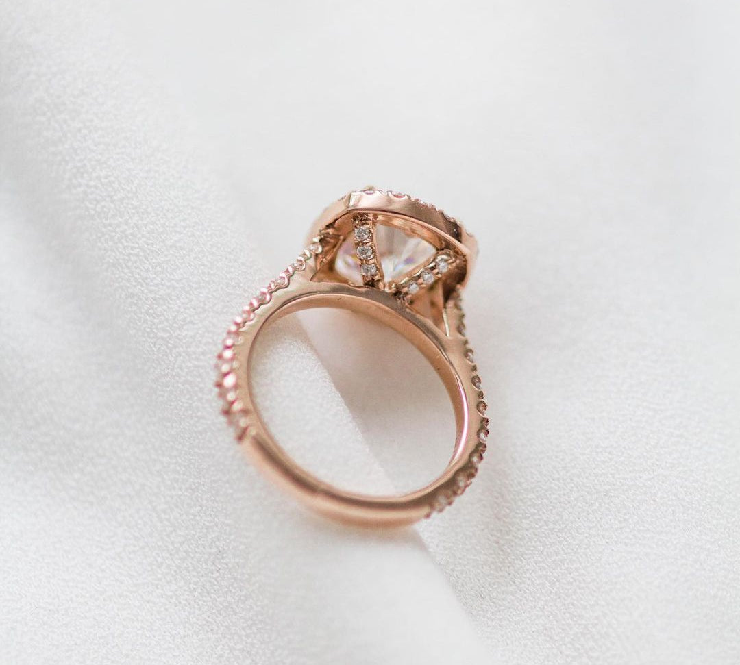 2.30 CT Cushion Halo Moissanite Engagement Ring 2