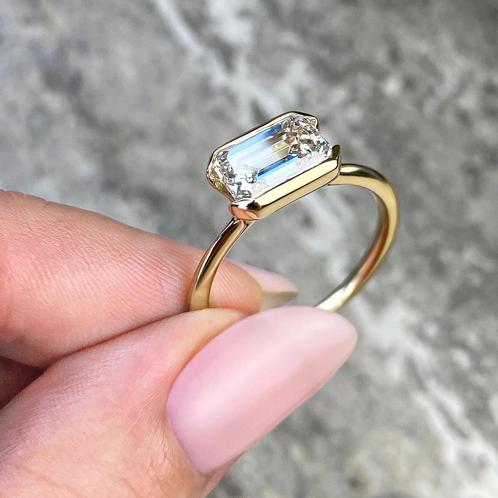 2 CT Emerald Half Bezel CVD F/VS1 Diamond Engagement Ring 26