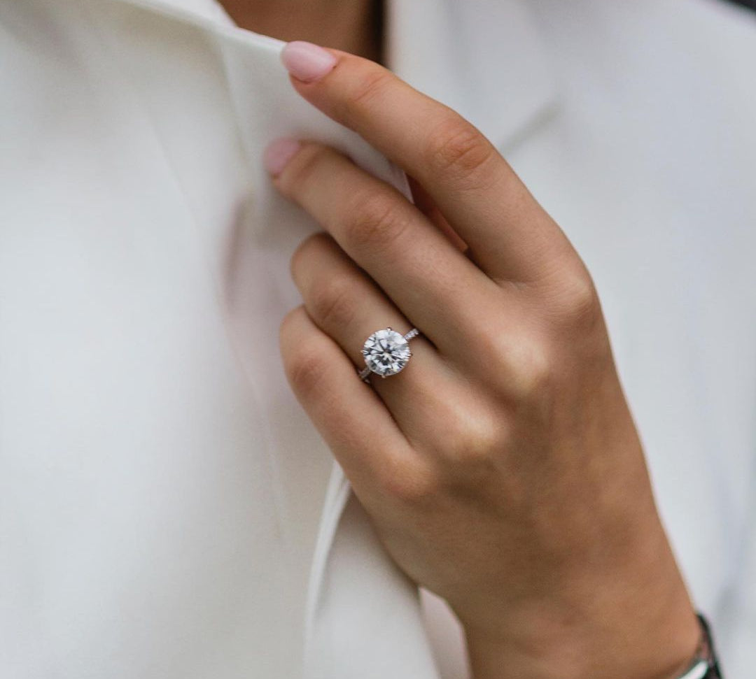 3.10 CT Round Solitaire Pave Moissanite Engagement Ring 1