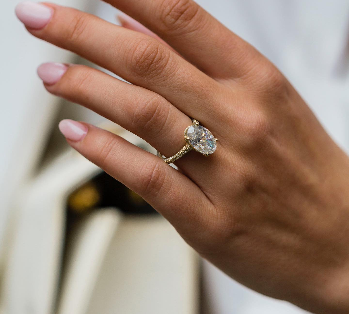 5.0 CT Oval Solitaire Hidden Halo Moissanite Engagement Ring 2