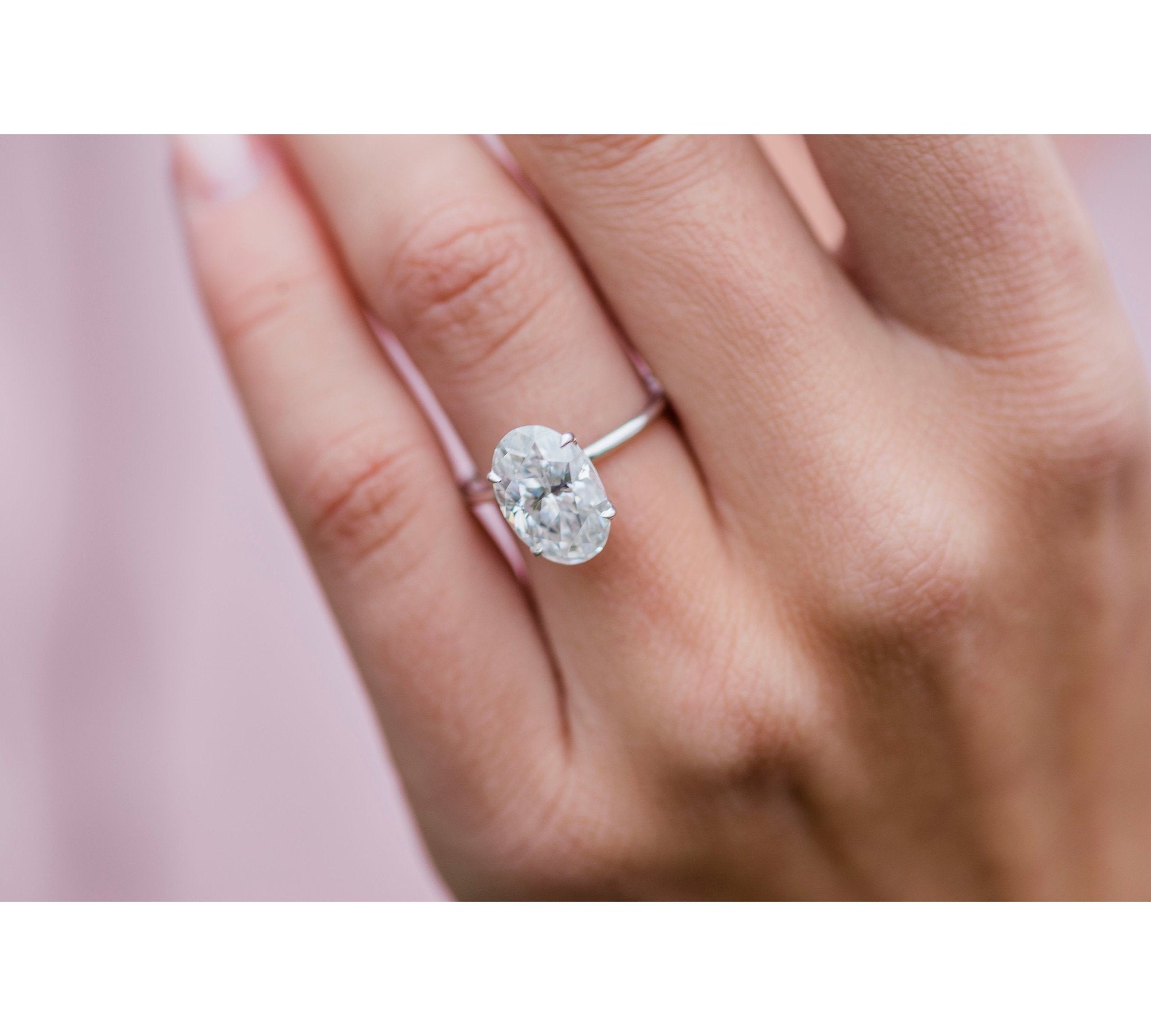 4.0 CT Oval Solitaire Moissanite Engagement Ring 2