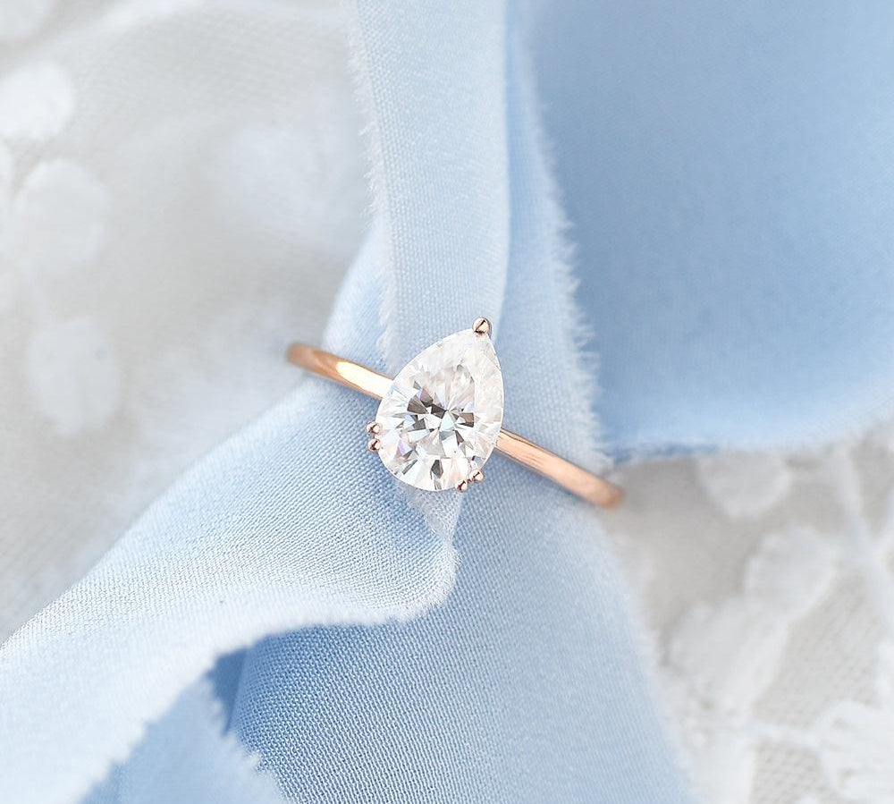 1.93 CT Pear Cut Solitaire Moissanite Engagement Ring 3