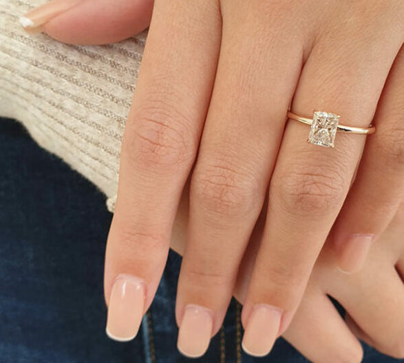 1.04 CT Radiant Hidden Halo Solitaire Moissanite Engagement Ring 1