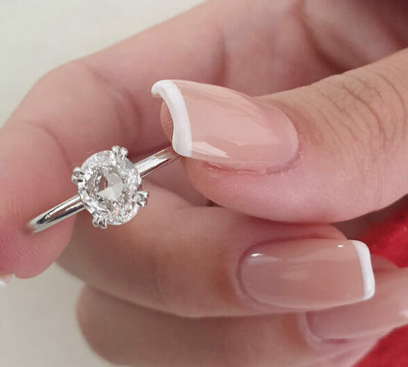 1.33 CT Oval Solitaire Hidden Halo Style Moissanite Engagement Ring 2