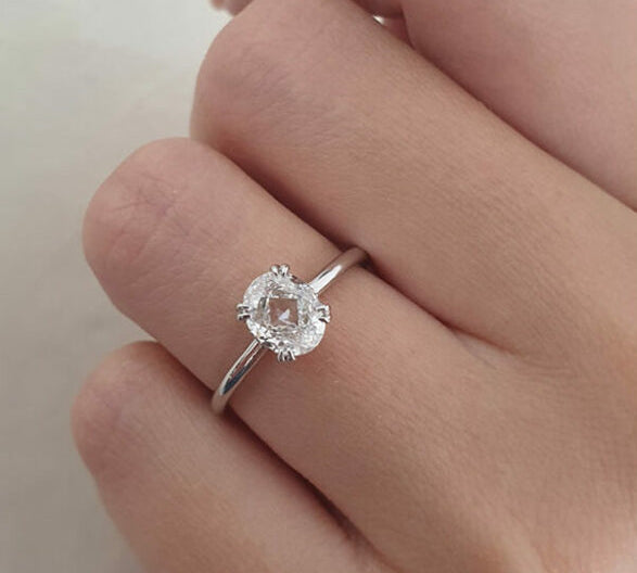 1.33 CT Oval Solitaire Hidden Halo Style Moissanite Engagement Ring 1