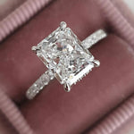 2.1 CT Radiant Hidden Halo & Pave Moissanite Engagement Ring 2