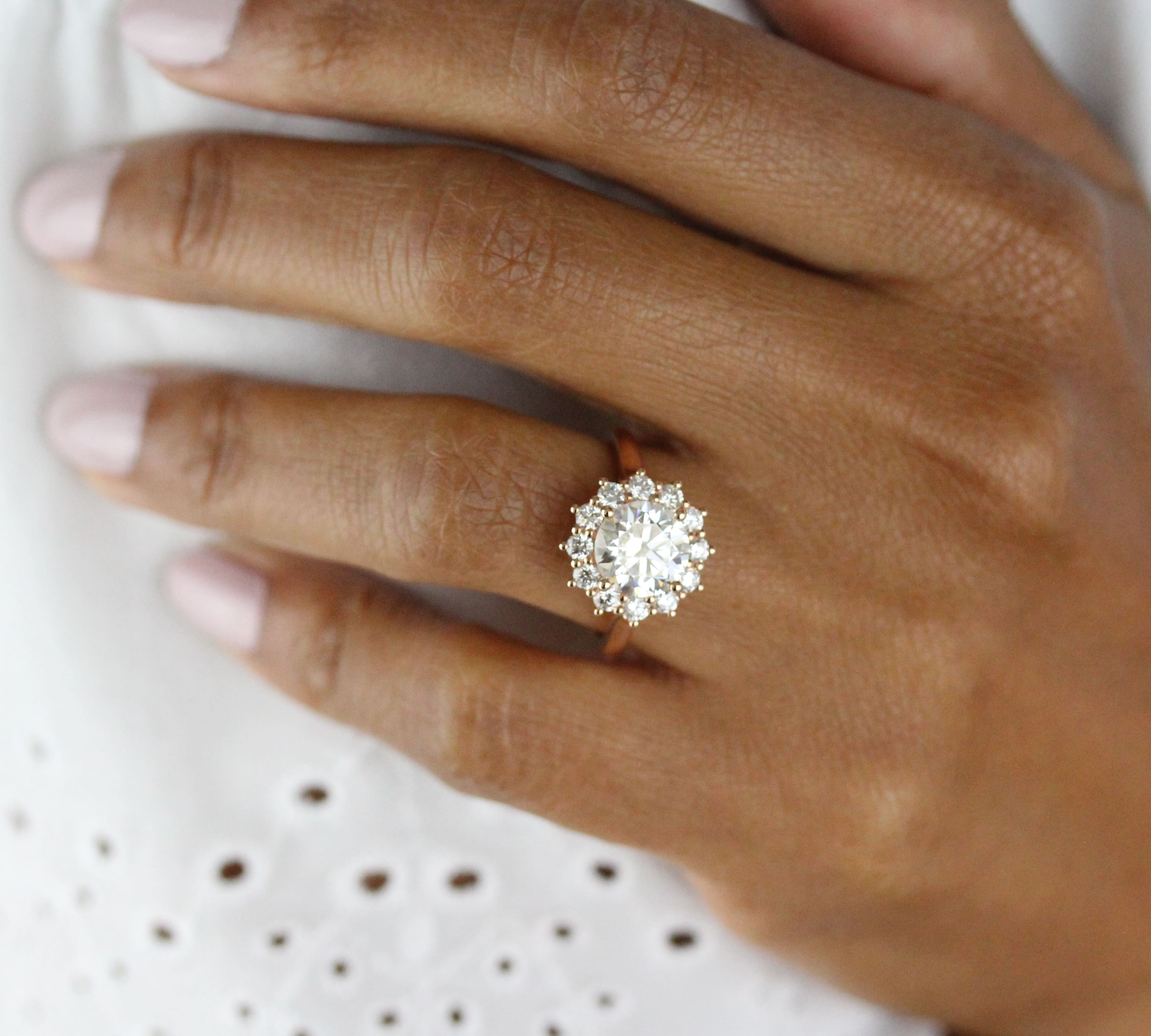 1.80 CT Round Cut Halo Moissanite Engagement Ring 2