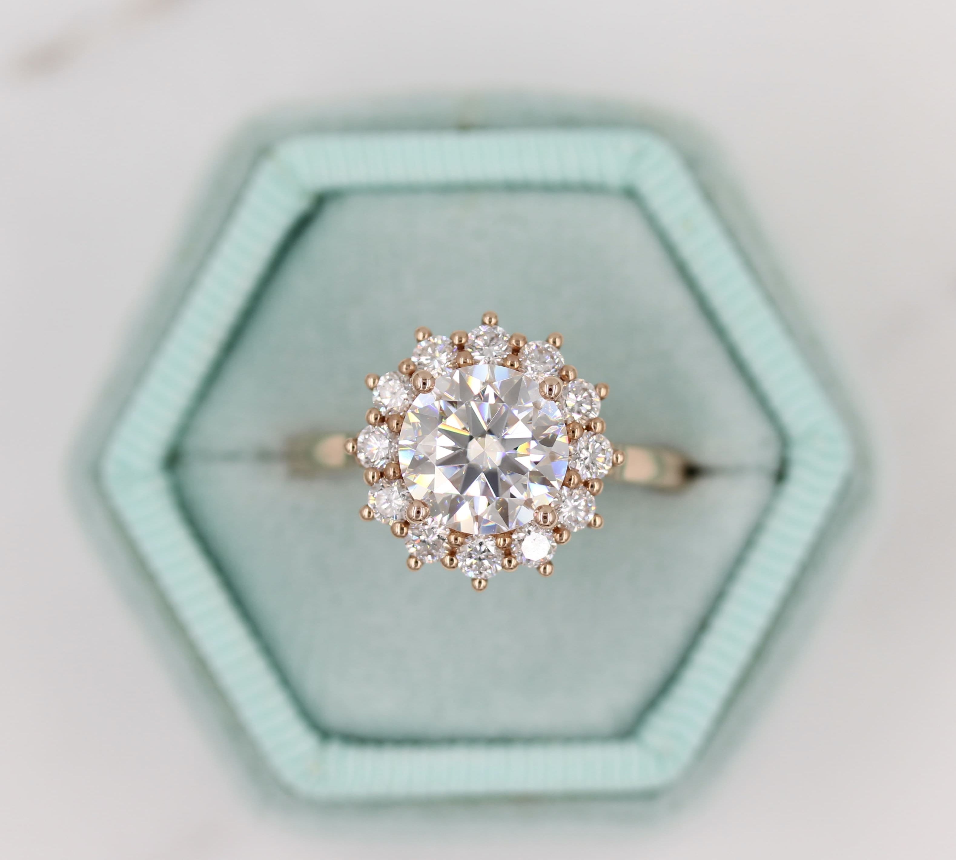 1.80 CT Round Cut Halo Moissanite Engagement Ring 3